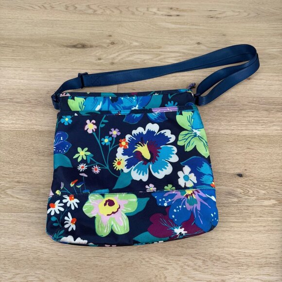 Vera Bradley Lighten Up Slim Crossbody Bag Purse Dark Blue Floral Casual Nylon - Picture 3 of 15